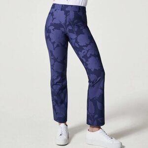 Spanx Kick Flare Sunshine Floret Navy Pants Cropped Waist Women's Size Medium